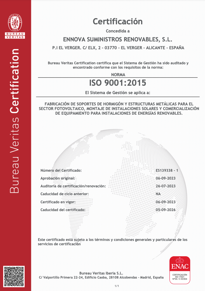 Certificado Calidad ISO 9001
